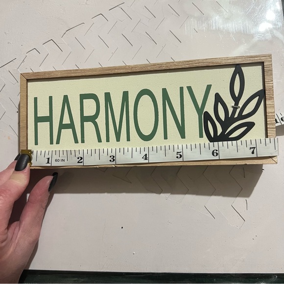 Harmony Inspirational Quote Decorative Wooden Cream And Green Wooden Sign New - Picture 5 of 6